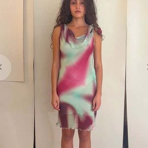Gimaguas Limmo pink and turquoise/ blue tie dye dress